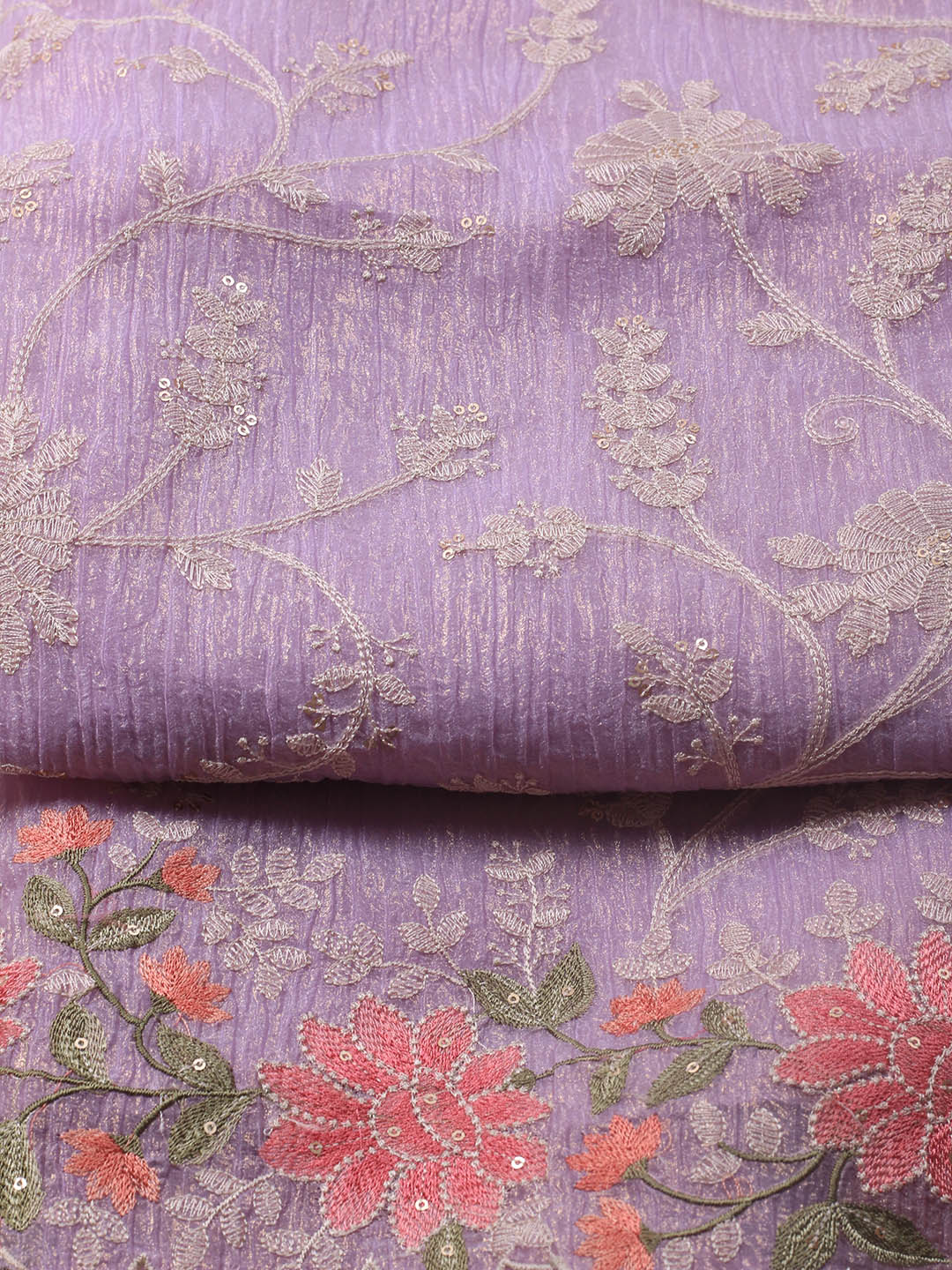 Neck Embroidery Organza Unstitched Suit Piece With Dupatta