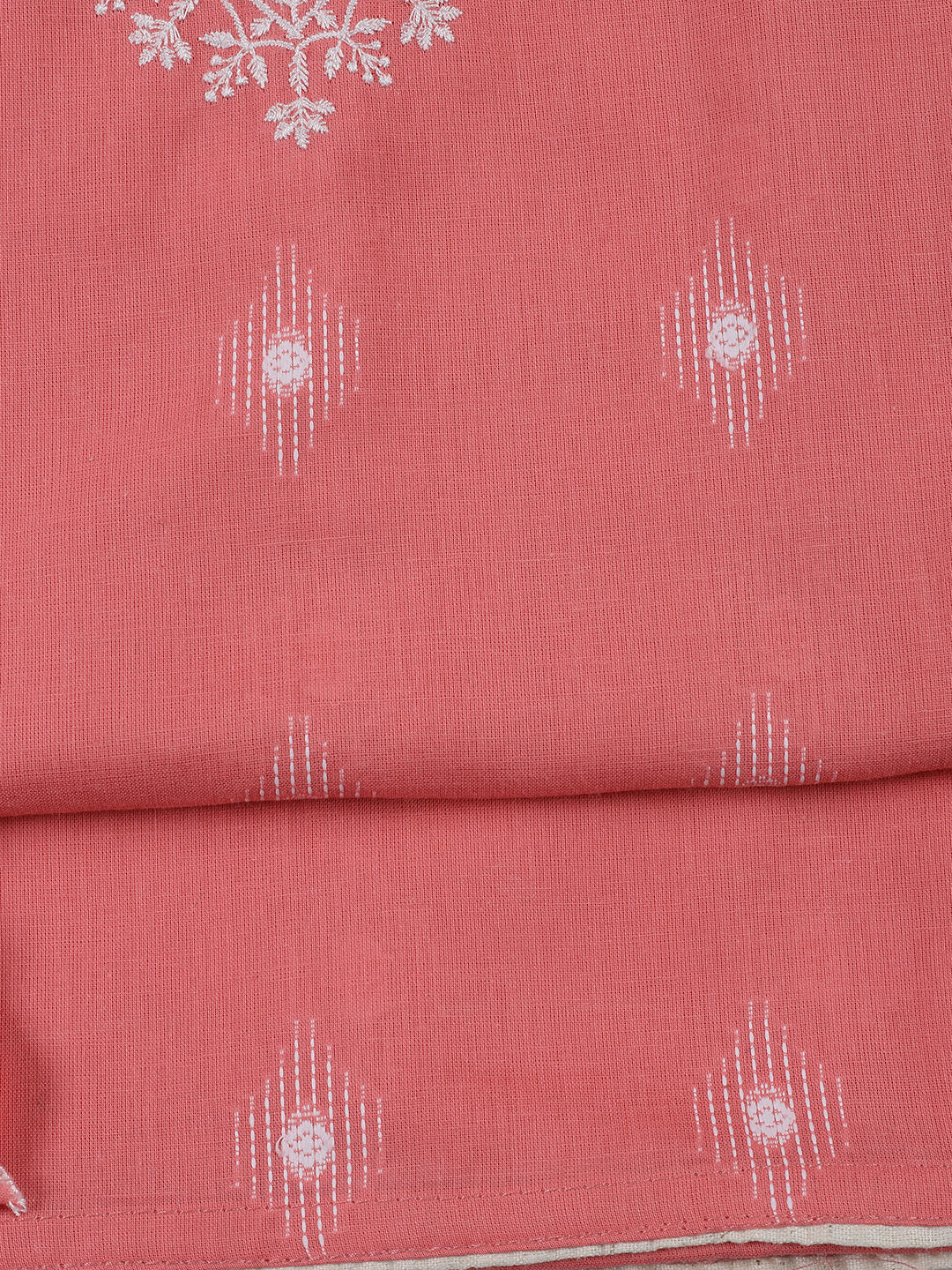 Neck Embroidered Cotton Blend Unstitched Suit Piece With Dupatta