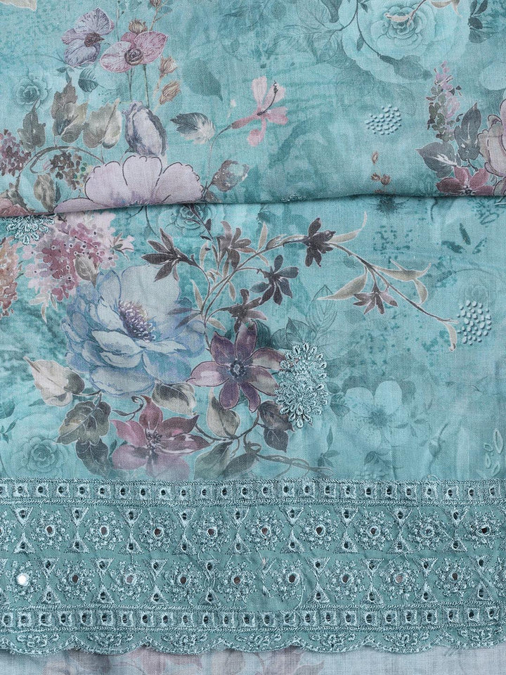 Printed Cotton Blend Unstitched Suit Piece With Dupatta