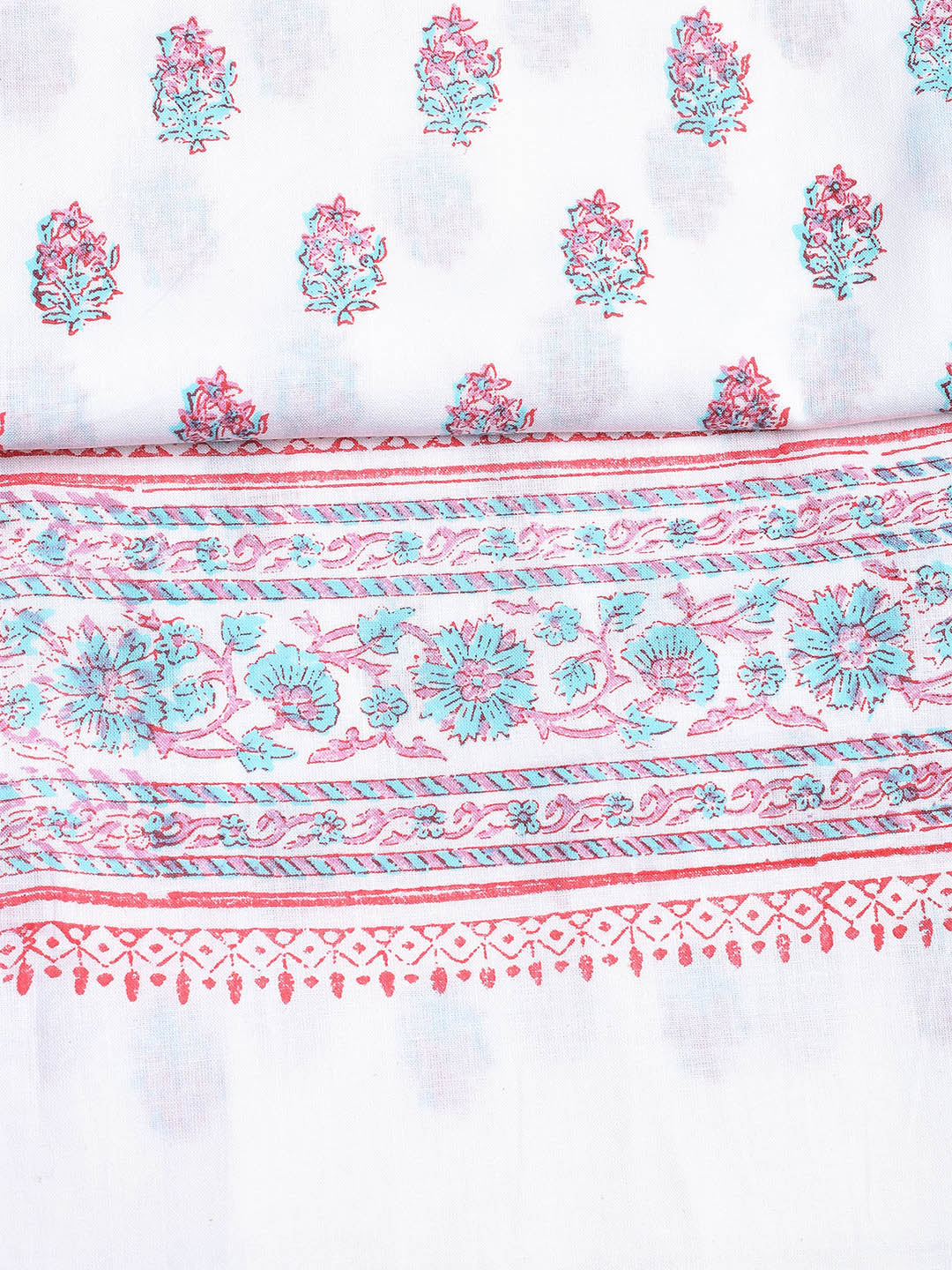 Printed Cotton Blend Unstitched Suit With Dupatta
