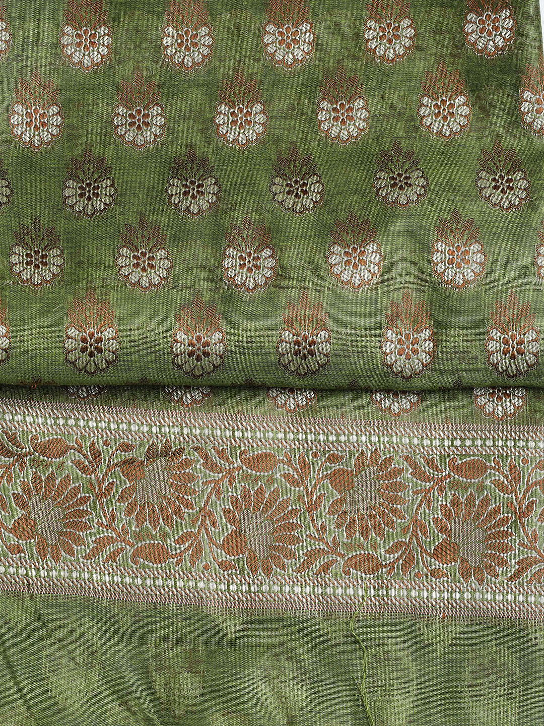 Woven Chanderi Unstitched Suit With Dupatta
