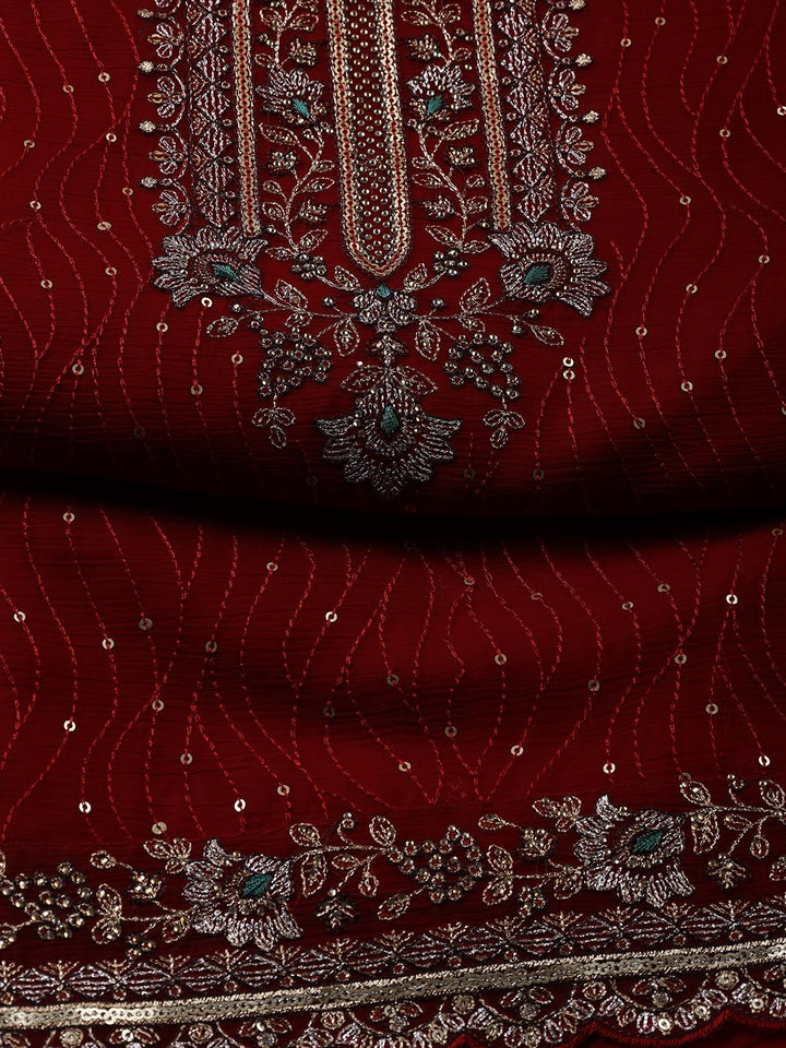 Embroidered Organza Unstitched Suit Piece With Dupatta