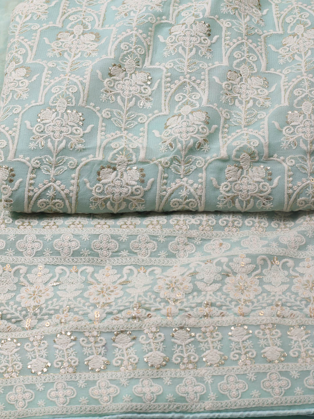 Embroidered Georgette Unstitched Suit Piece With Dupatta