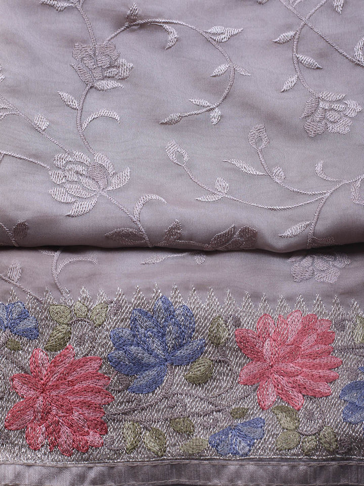 Neck Embroidery Organza Unstitched Suit Piece With Dupatta