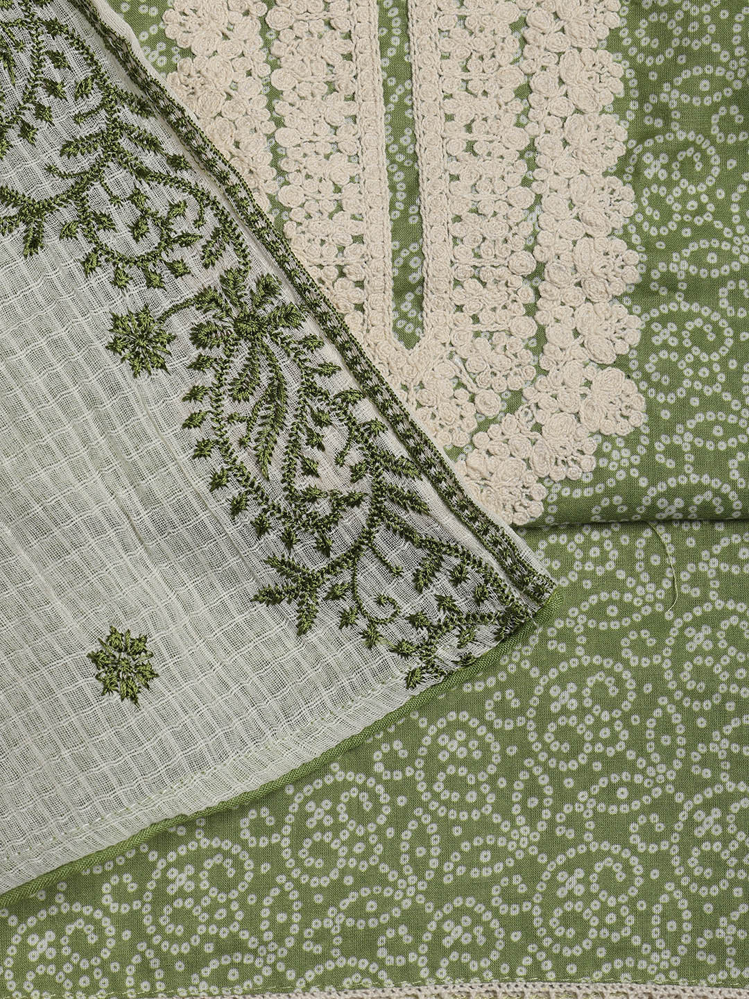 Embroidered Cotton Blend Unstitched Suit Piece With Dupatta
