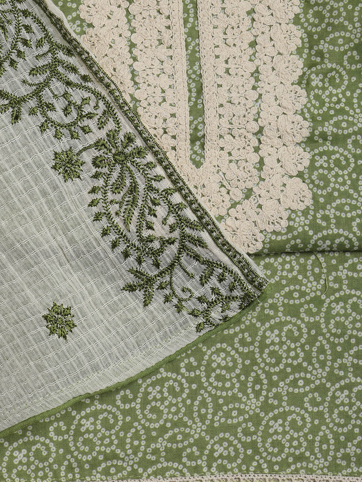 Embroidered Cotton Blend Unstitched Suit Piece With Dupatta