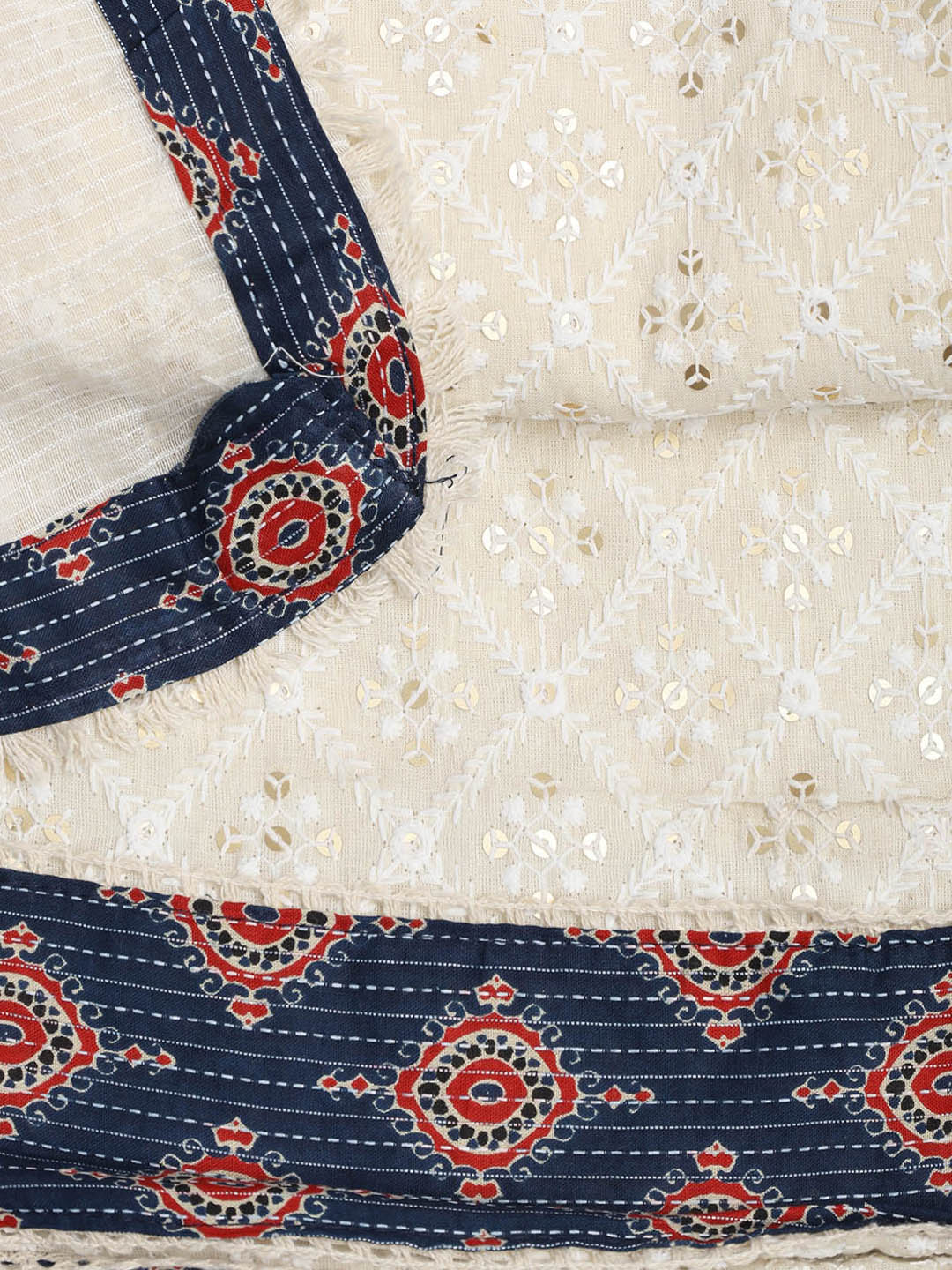 Printed Cotton Blend Unstitched Suit Piece With Dupatta