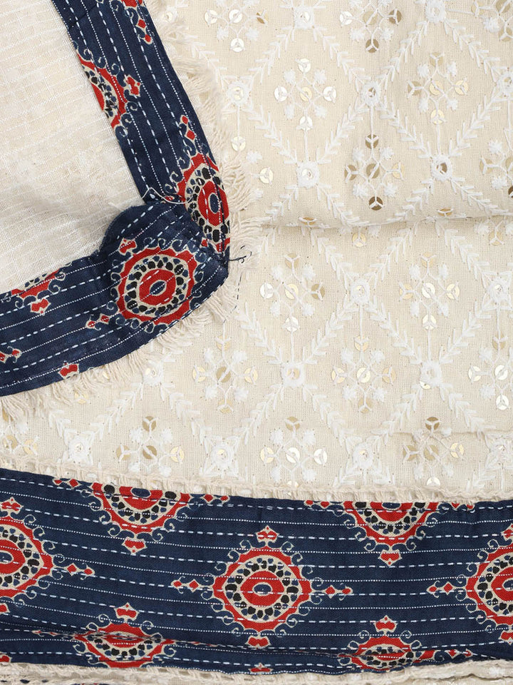 Printed Cotton Blend Unstitched Suit Piece With Dupatta