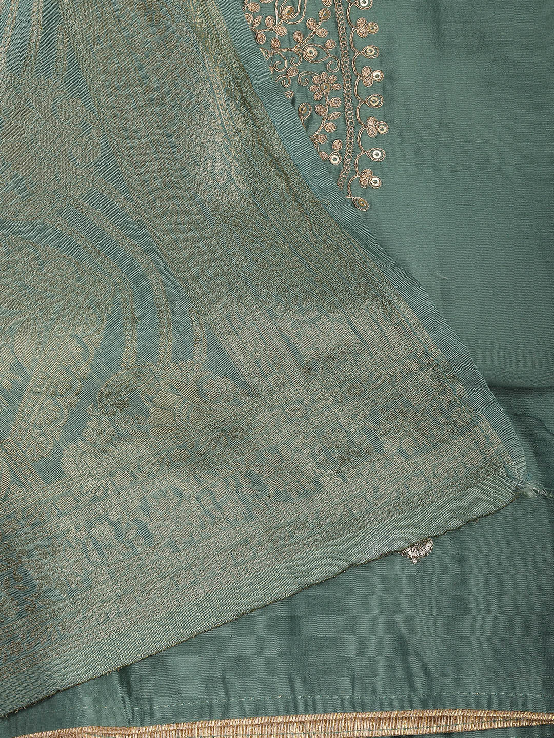 Embroidered Chanderi Unstitched Suit Piece With Dupatta