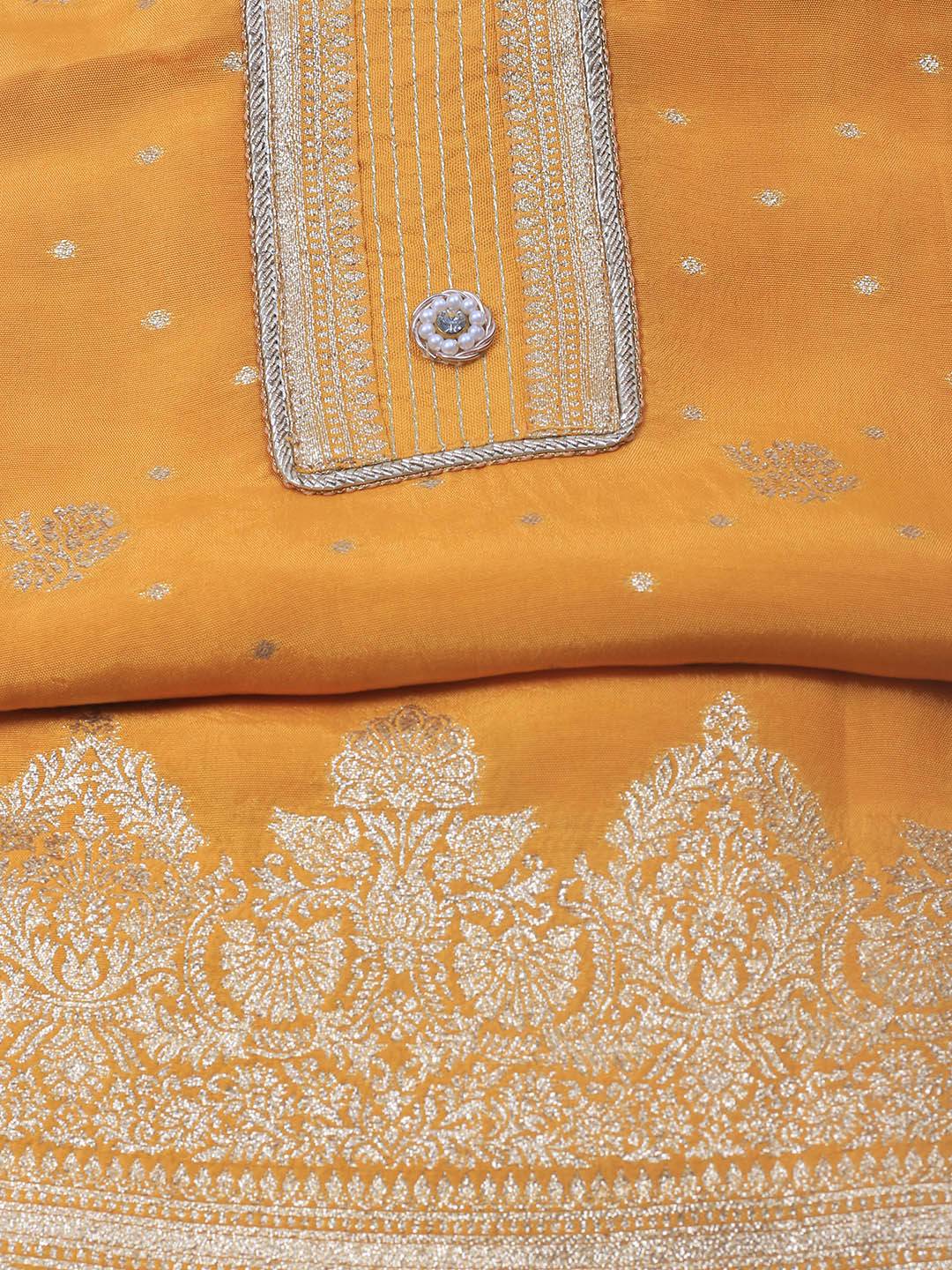 Embroidery Chanderi Unstitched Suit With Dupatta