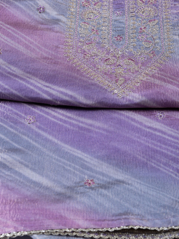 Neck Embroidery Tissue Unstitched Suit Piece With Dupatta
