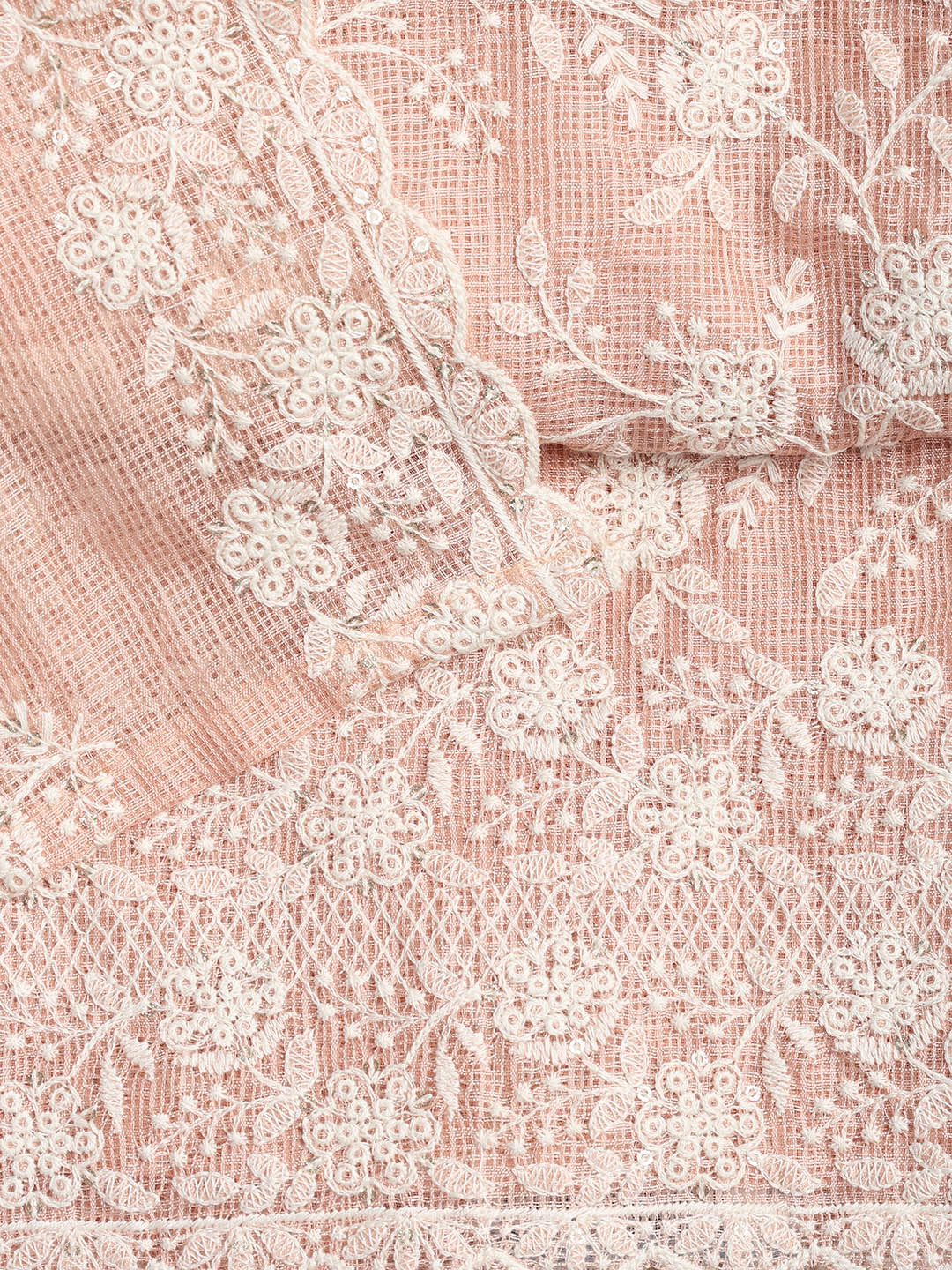 Embroidered Cotton Blend Unstitched Suit Piece With Dupatta