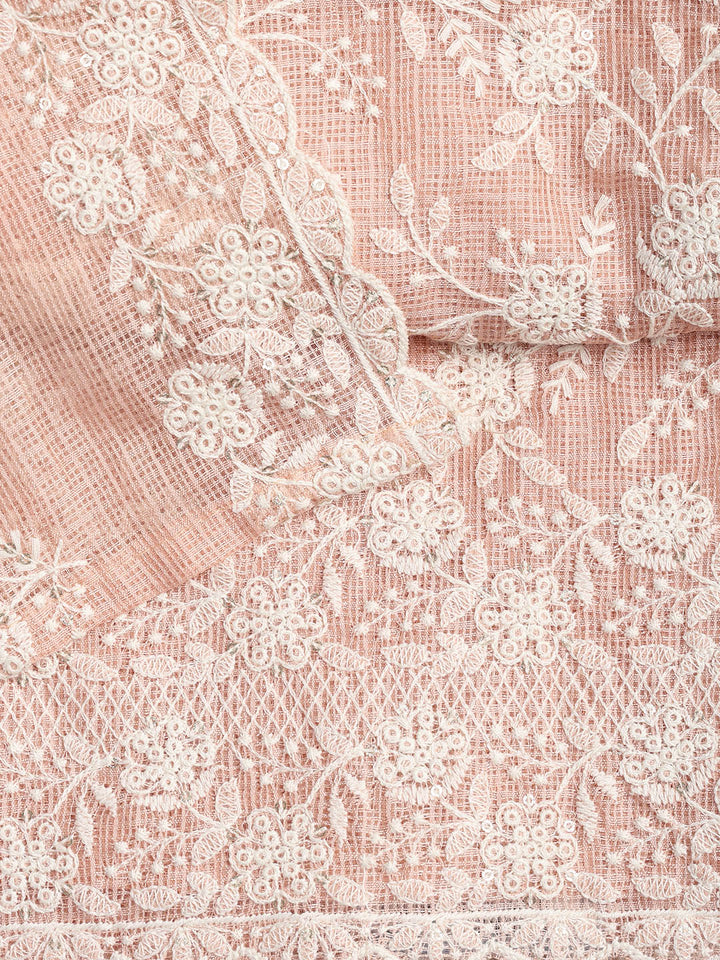 Embroidered Cotton Blend Unstitched Suit Piece With Dupatta