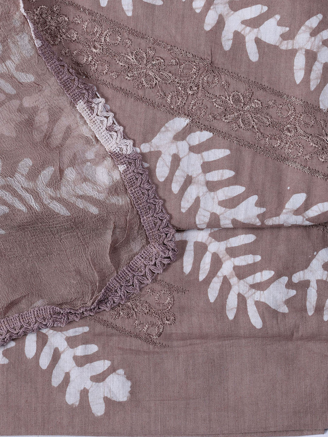 Printed Cotton Blend Unstitched Suit With Dupatta