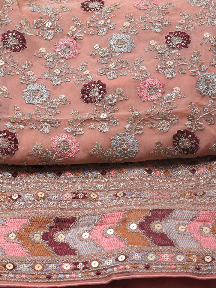 Embroidered Georgette Unstitched Suit Piece With Dupatta