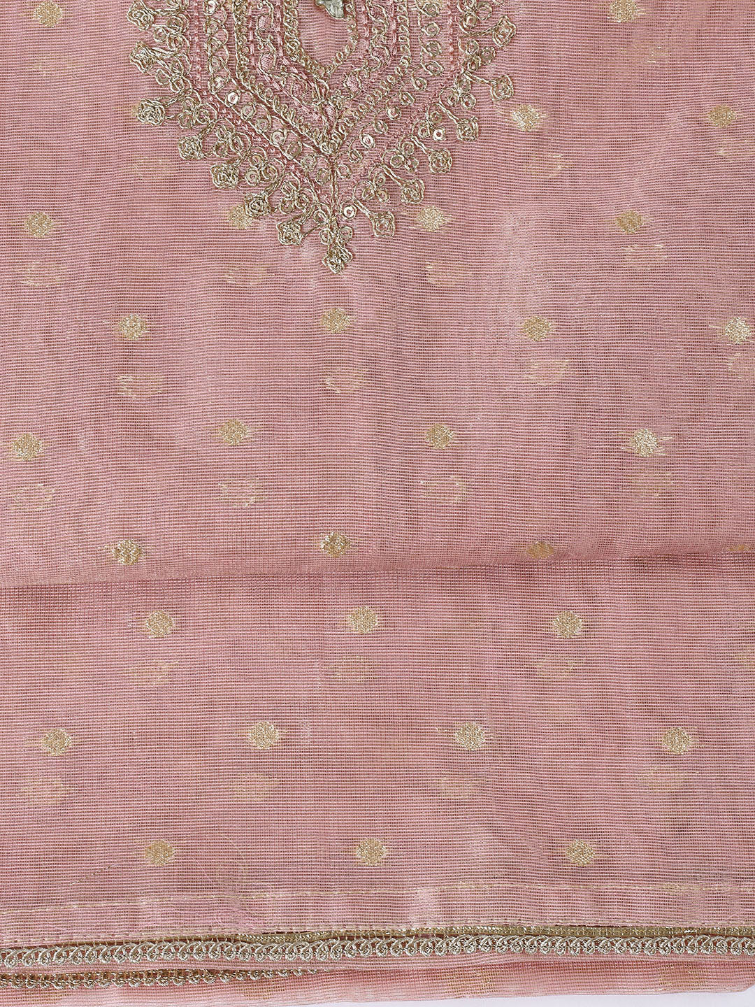 Neck Embroidered Tissue Unstitched Suit Piece With Dupatta
