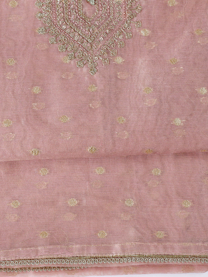 Neck Embroidered Tissue Unstitched Suit Piece With Dupatta