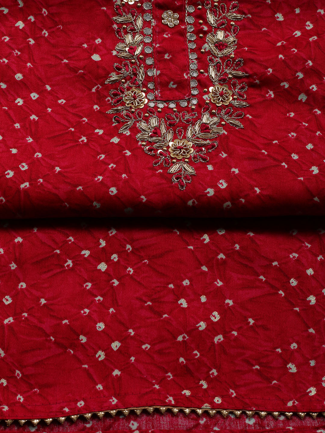 Neck Patti Cotton Blend Unstitched Suit Piece With Dupatta