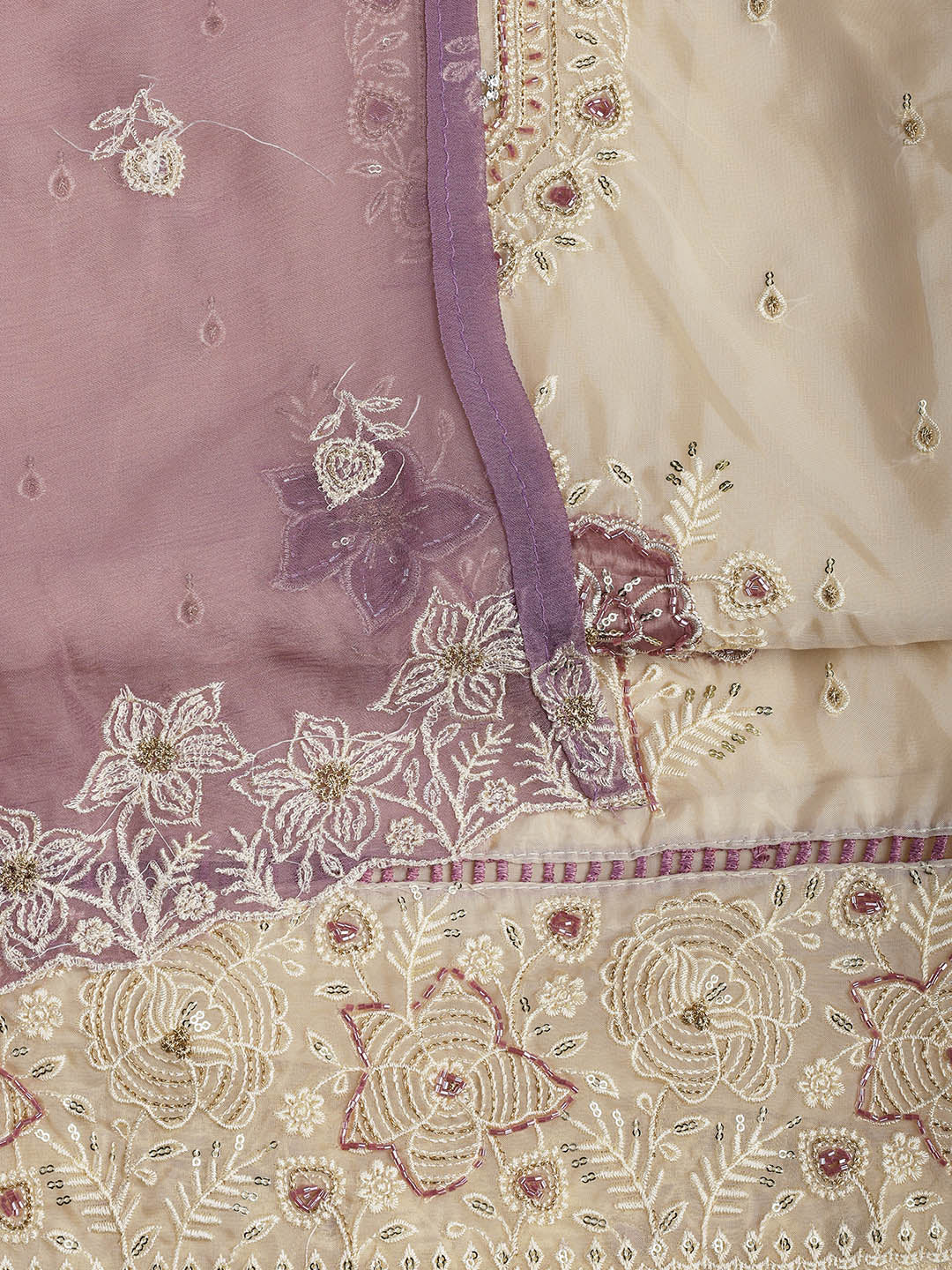 Embroidered Organza Unstitched Suit Piece With Dupatta
