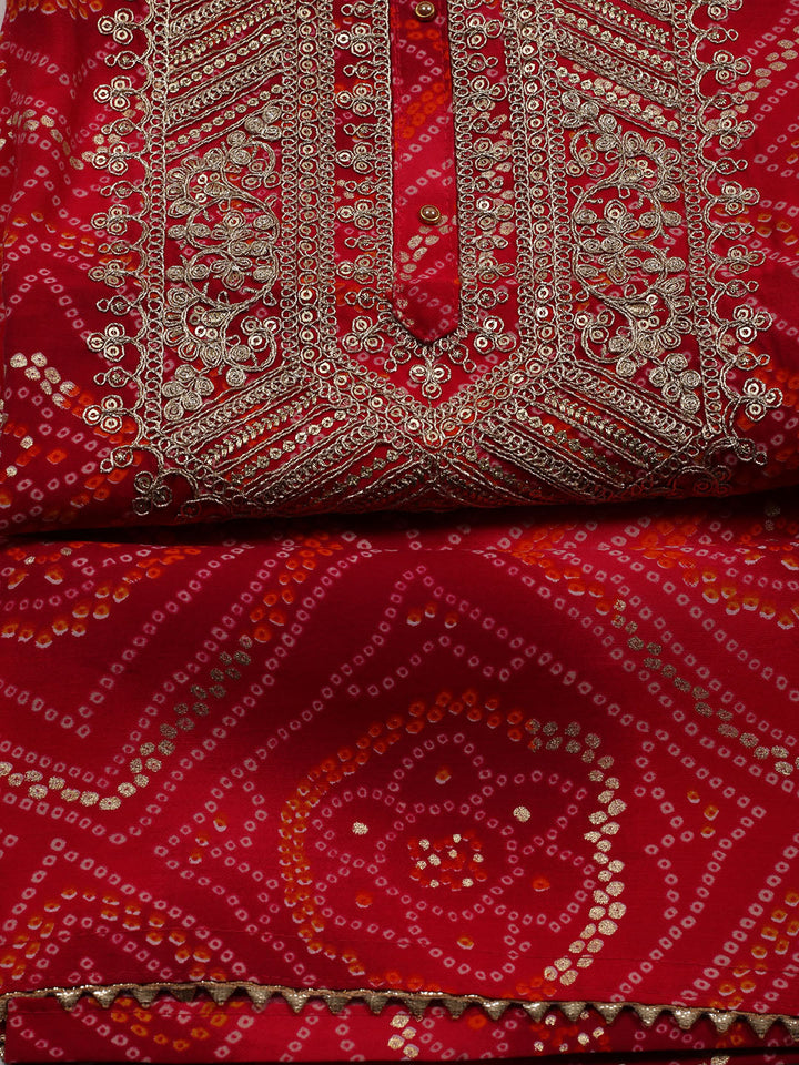 Neck Embroidered Cotton Blend Unstitched Suit With Dupatta