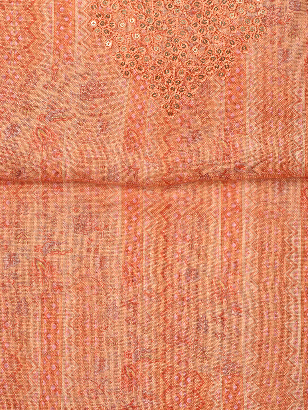 Neck Embroidery Linen Unstitched Suit With Dupatta