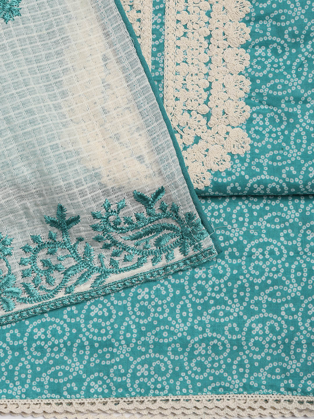 Embroidered Cotton Blend Unstitched Suit Piece With Dupatta