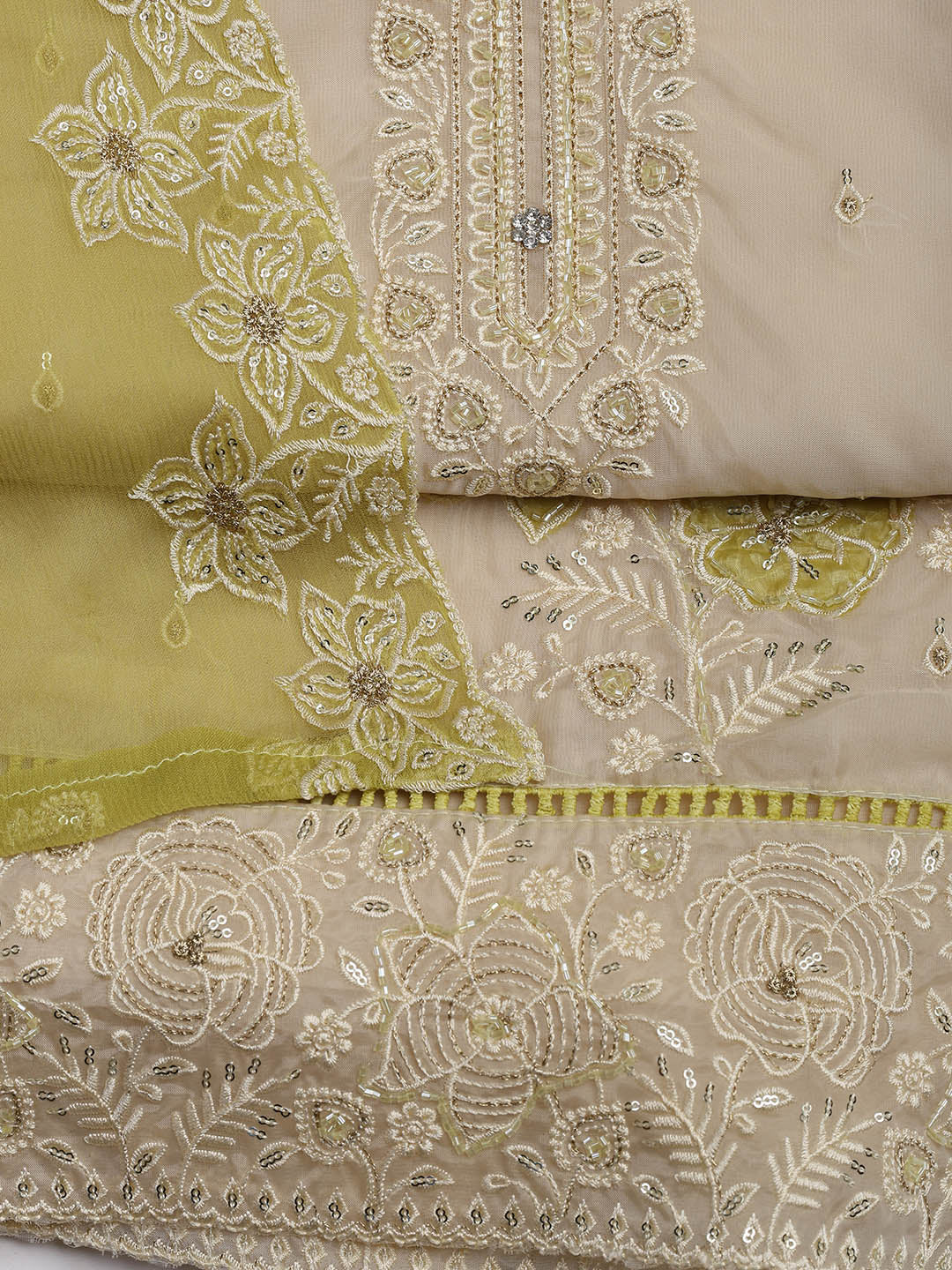 Embroidered Organza Unstitched Suit Piece With Dupatta