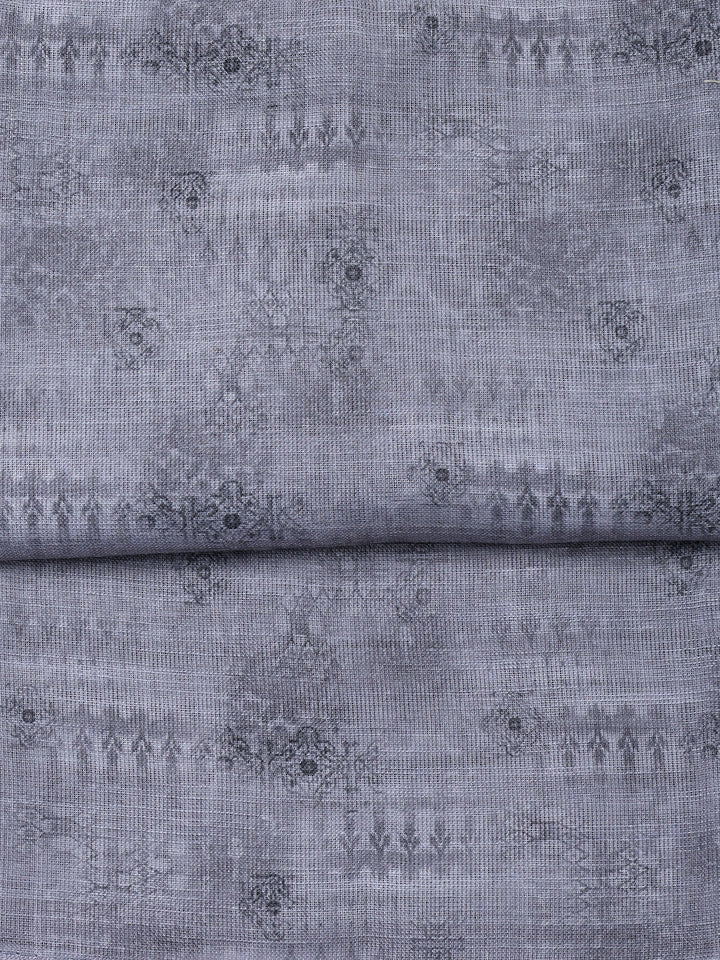 Neck Embroidered Linen Unstitched Suit Piece With Dupatta