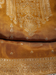 Neck Embroidered Chanderi Unstitched Suit With Dupatta