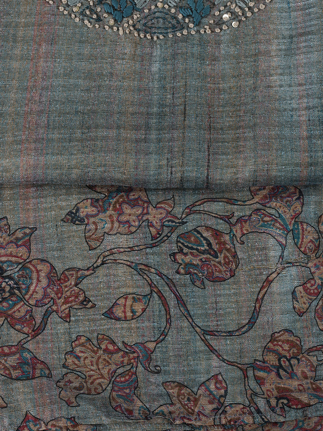 Kantha Work Chanderi Unstitched Suit With Dupatta