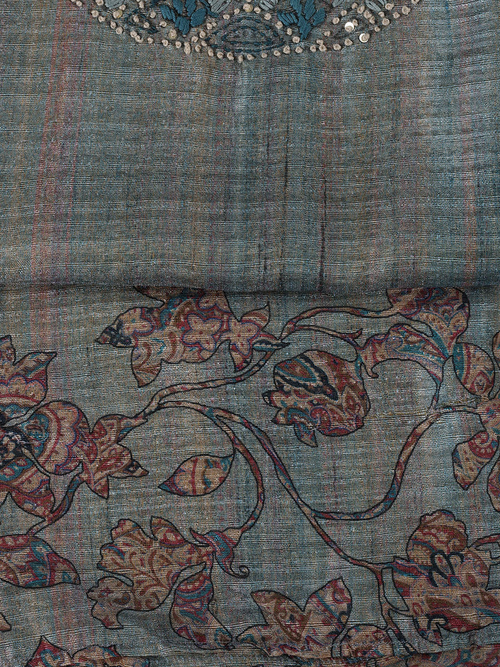 Kantha Work Chanderi Unstitched Suit With Dupatta