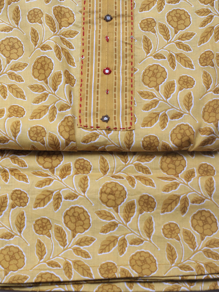 Printed Cotton Blend Unstitched Suit Piece With Dupatta