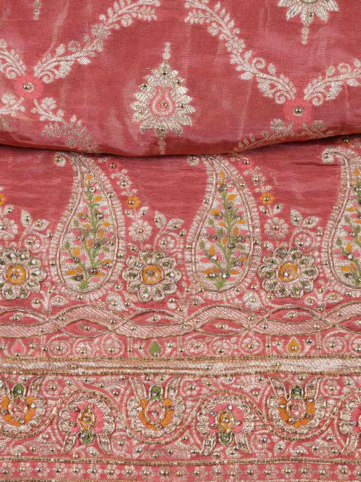Woven Tissue Unstitched Suit Piece With Dupatta