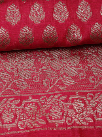 Woven Banarasi Chanderi Unstitched Suit With Dupatta