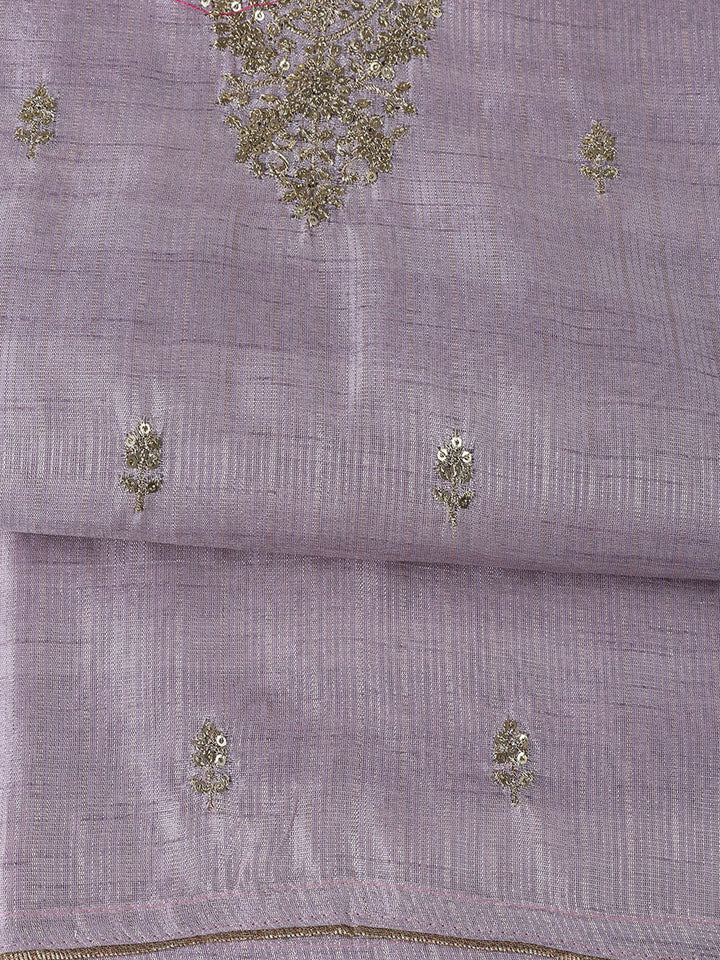 Neck Embroidered Tissue Unstitched Suit Piece With Dupatta