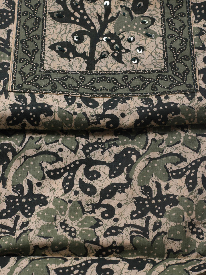 Printed Cotton Blend Unstitched Suit With Dupatta