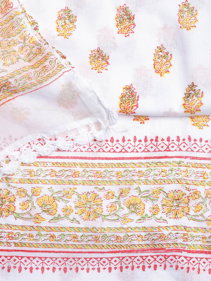 Printed Cotton Blend Unstitched Suit With Dupatta