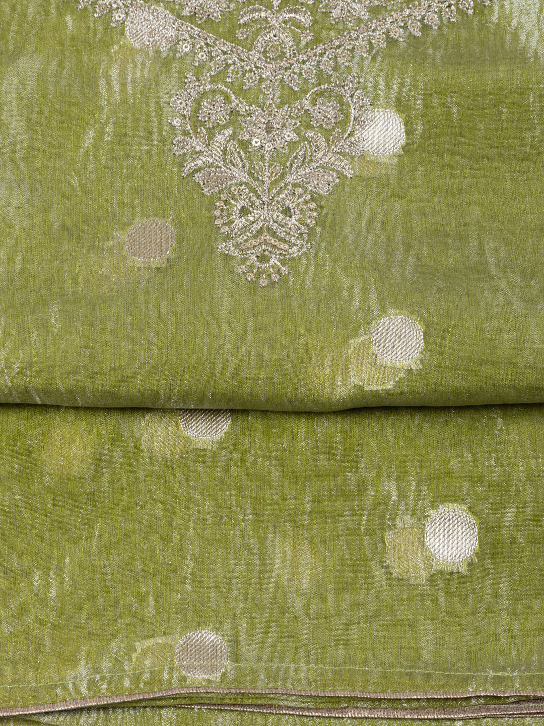 Neck Embroidered Tissue Unstitched Suit Piece With Dupatta