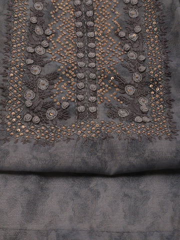 Neck Embroidered Cotton Unstitched Suit Piece With Dupatta