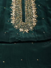 Neck Embroidered Organza Unstitched Suit With Dupatta