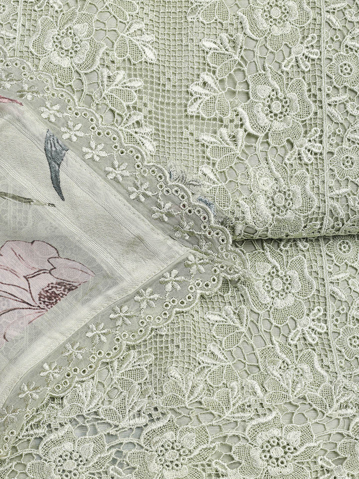 Embroidery Linen Unstitched Suit With Dupatta