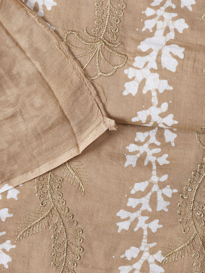 Printed Cotton Blend Unstitched Suit With Dupatta