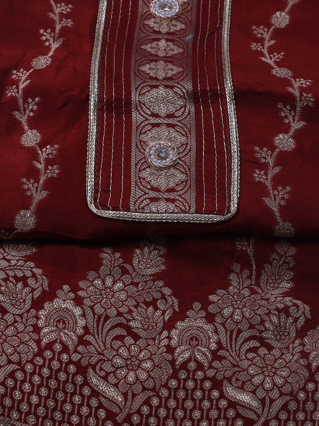 Embroidery Chanderi Unstitched Suit With Dupatta