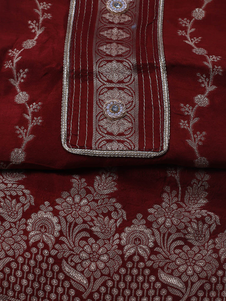 Embroidery Chanderi Unstitched Suit With Dupatta