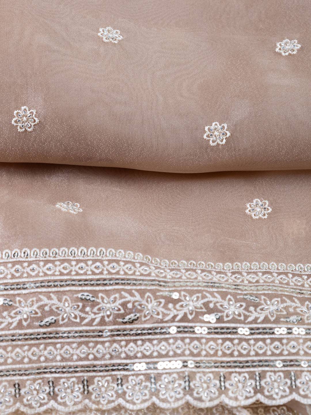 Embroidered Organza Unstitched Suit With Dupatta
