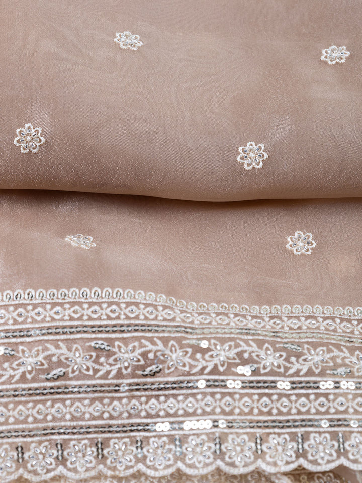 Embroidered Organza Unstitched Suit With Dupatta