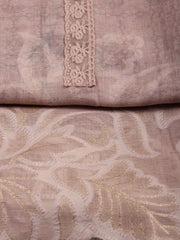 Embroidery Linen Unstitched Suit With Dupatta
