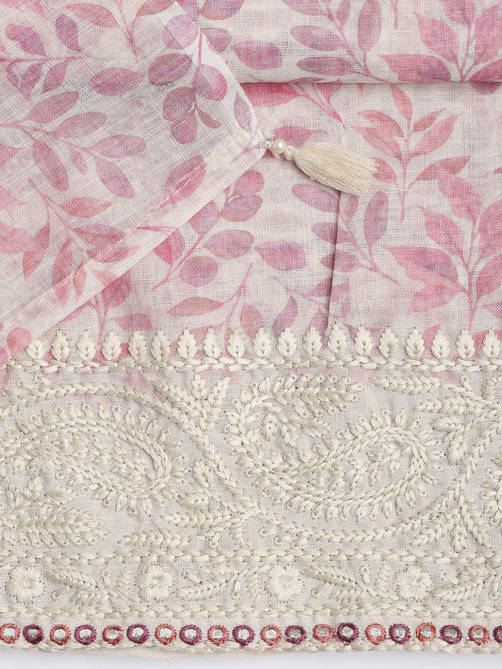 Printed Cotton Blend Unstitched Suit Piece With Dupatta