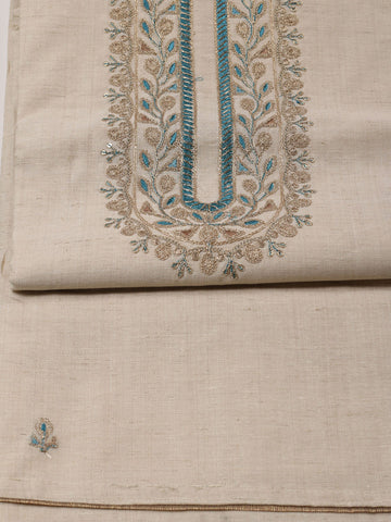 Neck Embroidered Chanderi Unstitched Suit With Dupatta