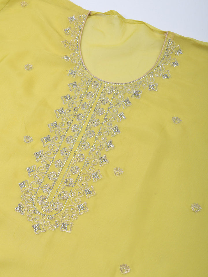Embroidered Cotton Unstitched Suit With Pant &amp; Dupatta
